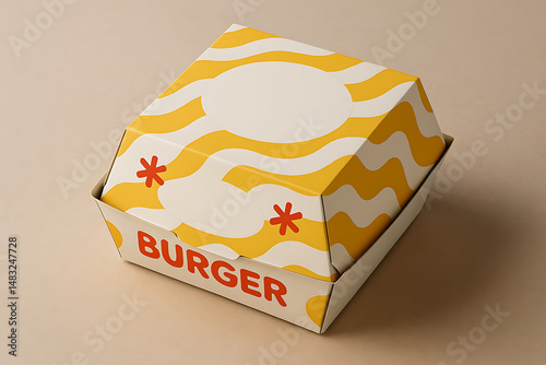 A creative burger box mock-up to place your burger business logo in it