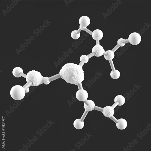Lauryl glucoside, dodecyl glucoside molecule. It is non-ionic surfactant used in cosmetics and laundry detergents. Molecular model. 3D rendering