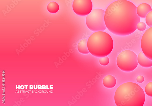 Abstract background with hot pink shiny balls floating in motion.