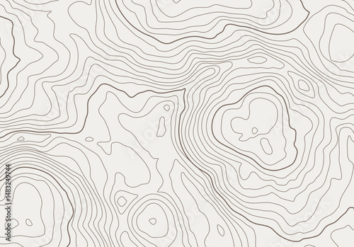 Topographic map background with altitude lines. Abstract terrain topography with elevation levels of the relief