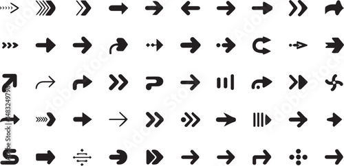 Extensive Arrow Icons Set in Vector Format for Infographics and Presentation Designs