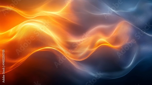 Abstract design of wavy, fiery and smoky forms.