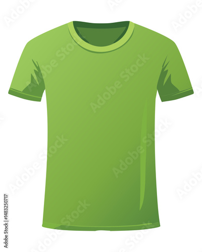 Plain green T-shirt with crew neck - vector illustration