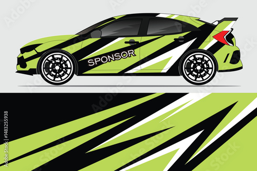 Green and Black Racing Car with Dynamic Design
