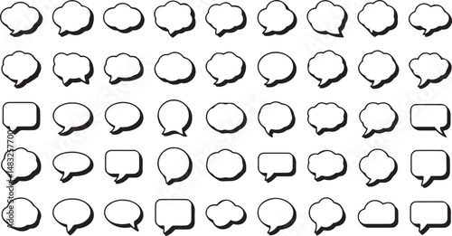 Set of creative cloud speech bubble illustrations, perfect for enhancing user interfaces, chat applications, and conversational graphic elements.