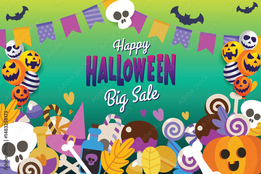 Fototapeta premium Hand Drawn Halloween Background