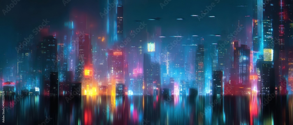 Fototapeta premium Neon city at night