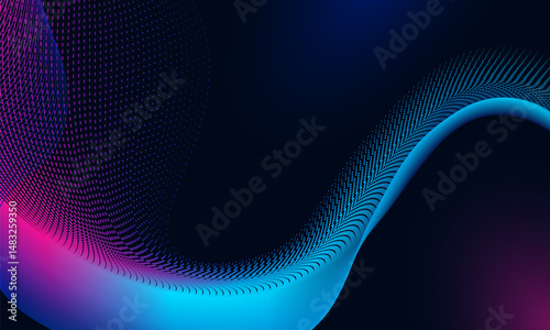 Abstract modern flowing lines on dark blue, tech concept background