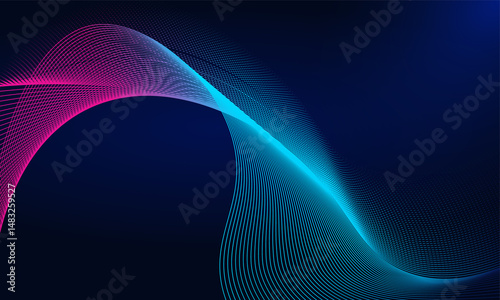Abstract wave mesh motion design for digital tech theme