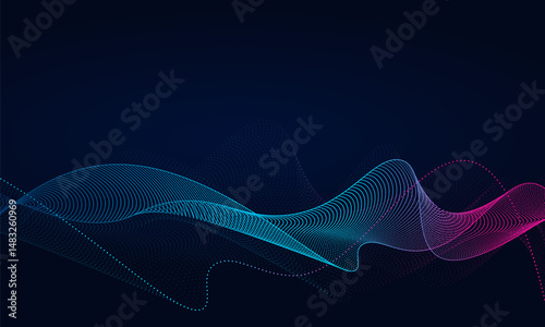 Digital abstract background with smooth curve mesh lines in motion