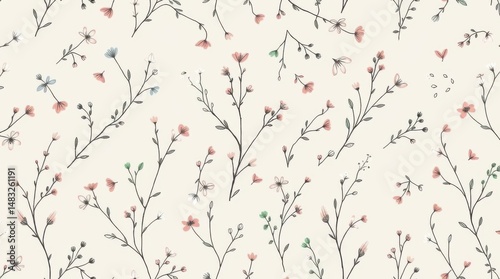 Delicate Pastel Floral Seamless Pattern Design