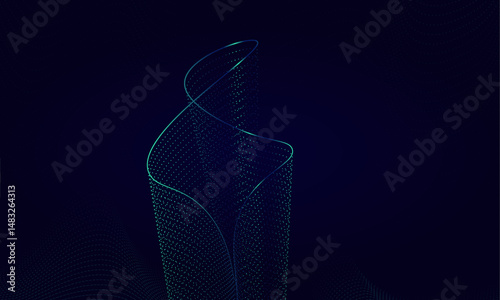Light blue glowing dot mesh in abstract digital background