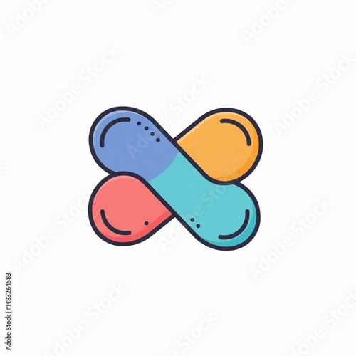 Abstract colorful interconnected shapes design