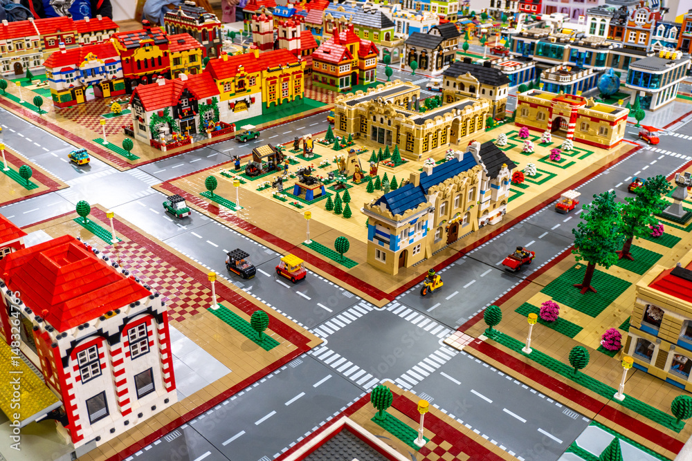 Naklejka premium Arad Arad Romania 05 22 2025 Big Lego city expo