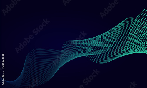 Particle grid wave mesh with light and depth effects