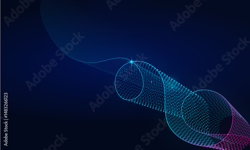 Technology curve line wave design with glowing edges