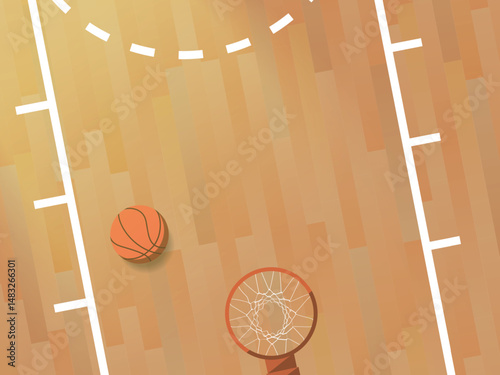 Daily A024 under the basketball hoop shows the image of basketball vector illustration graphic EPS 10
