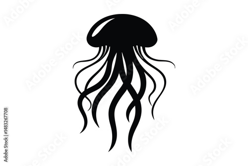 jellyfish silhouette vector on white background