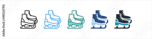 Ice Skates Icon In Different Style Vector