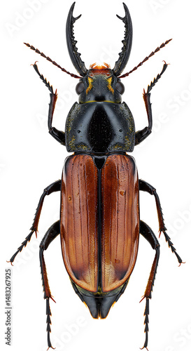 Gleaming beetle with formidable black pincers photo