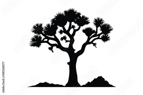 joshua tree icon silhouette vector illustration on white background