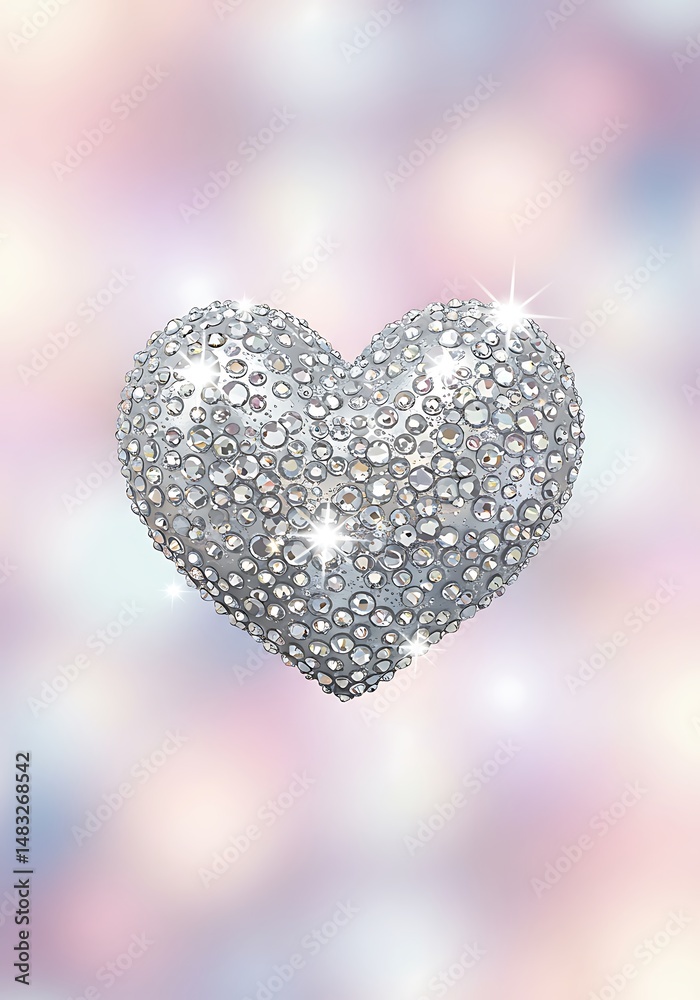 Fototapeta premium Diamond Heart Shimmer AI Generated