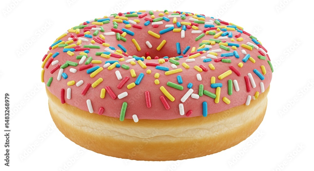 Pink Donut with Sprinkles 3d Render Bakery Food