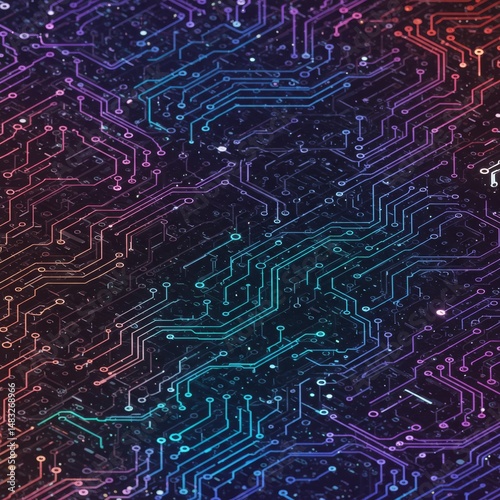 Abstract Colorful Circuit Board Pattern Background