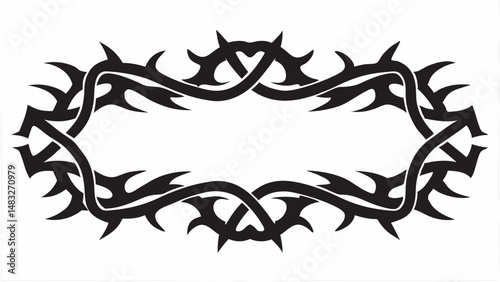 Simple Crown of Thorns Icon, Black and White Vector Design