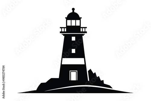lighthouse black silhouette vector silhouette on white background