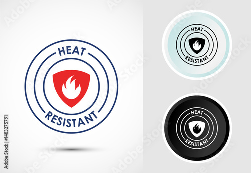 Heat resistant icon design illustration, Heat resistant label sign symbol in color, black and white