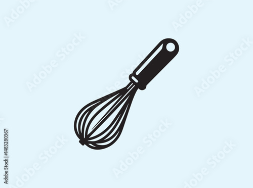 Kitchen Whisk Icon in Black Silhouette