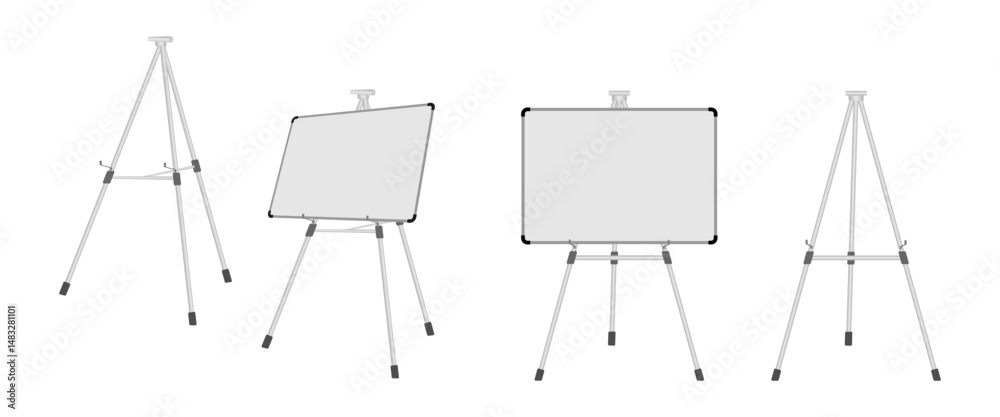 whiteboard with metal stand set vector illustration isolated on white background.
