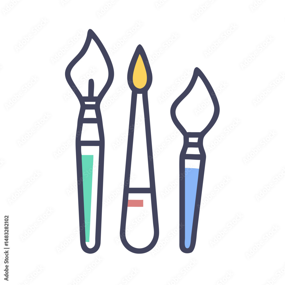 Art Brushes with Different Tips Icon Representing Painting Tools and Artistic Techniques Art Brushes with Different Tips Icon Representing Painting Tools and Artistic Techniques