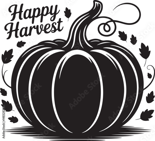Harvest Pumpkin A classic image, showcasing a round pumpkin decorated for the fall harvest season. The image shows a large, healthy pumpkin ready to be used for decoration. 