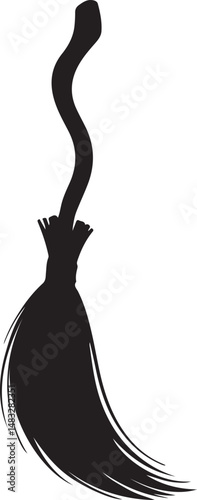 Witch's Broom Silhouette minimalistic silhouette of a classic witch's broom, embodying the spirit of Halloween and the mystical arts.