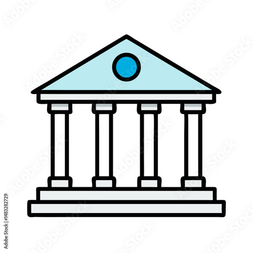 Bank Building with Pillars Icon Representing Financial Institution and Economic Stability