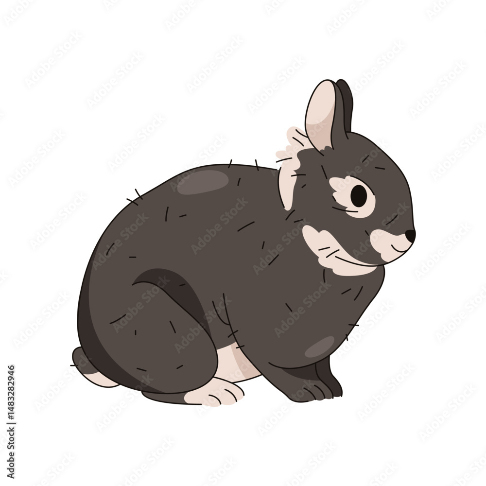 Fototapeta premium Forest hare or wood rabbit. Vector easter fluffy bunny. Animal symbol for spring holiday or festive. Wildlife woodland fauna. Domestic nocturnal pet or mammal with whiskers and long ears. Zoology.