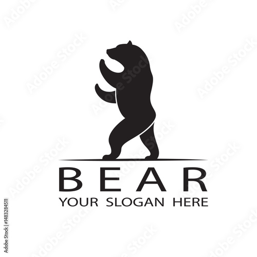 black icon of bear silhouette isolated on white background