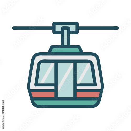 Cable Car Transport Icon Representing Aerial Transit and Mountain Travel
