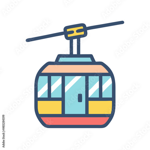 Cable Car Transport Icon Representing Aerial Transit and Mountain Travel