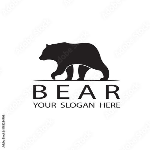 black icon of bear silhouette isolated on white background