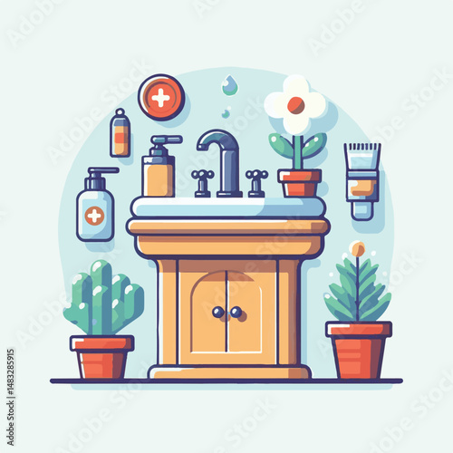 faucet, washstand, bathroom, water, sink, washbasin, tap, home, bath, hygiene, basin, domestic, wash, toilet, interior, room, plumbing, white, house, illustration, ceramic, vector, washbowl, modern, d