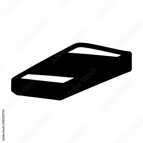 Black rubber eraser tool used to remove pencil marks from paper