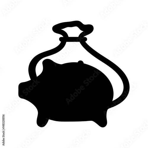 A piggy bank inside of a money bag symbolizes financial goals and savings