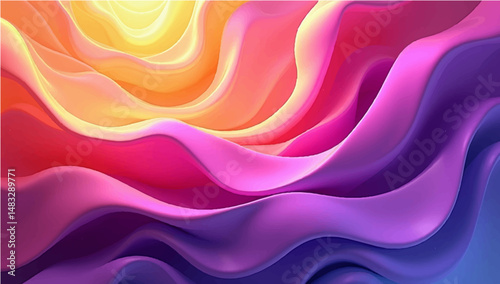 Abstract Colorful Wavy Background with Soft Silk Texture