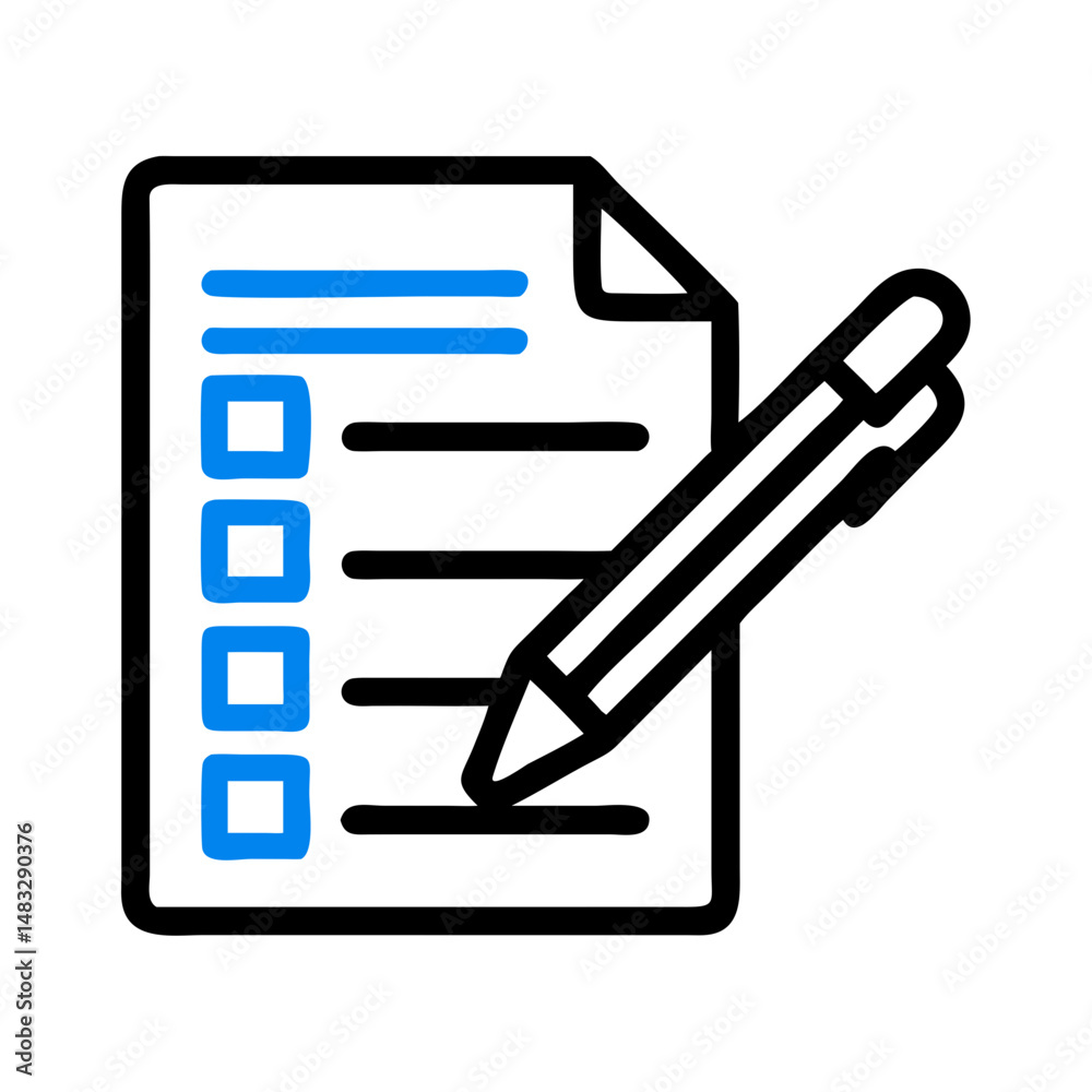 Checklist Document with Pen Icon Representing Task Management and Note Taking Checklist Document with Pen Icon Representing Task Management and Note Taking