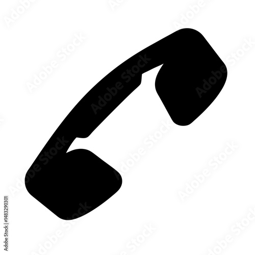 Simple black silhouette of a vintage telephone receiver or handset on white