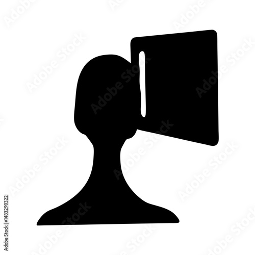 Silhouette of a person using immersive virtual reality headset technology