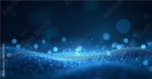 Abstract blue winter background with stars and snowflakes